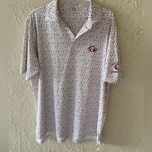 Peter Millar Wine Corkscrew Pattern Burgundy Golf Polo Size L